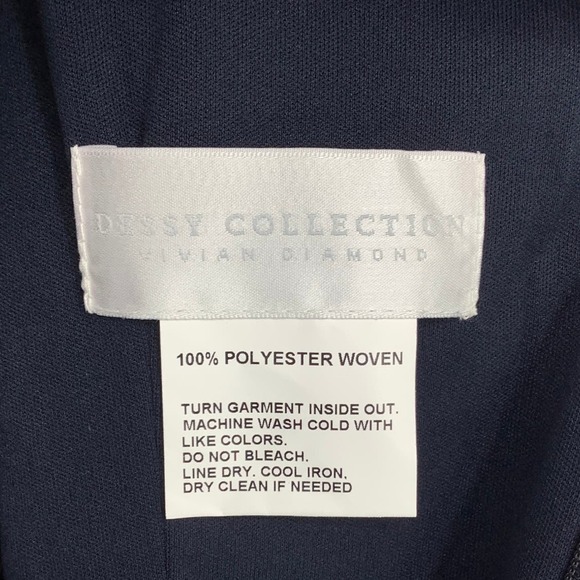 NEW! Dessy Collection Sz 2 Charmeuse Trumpet Gown Midnight Dress $242 msrp I24-6 - Picture 5 of 10